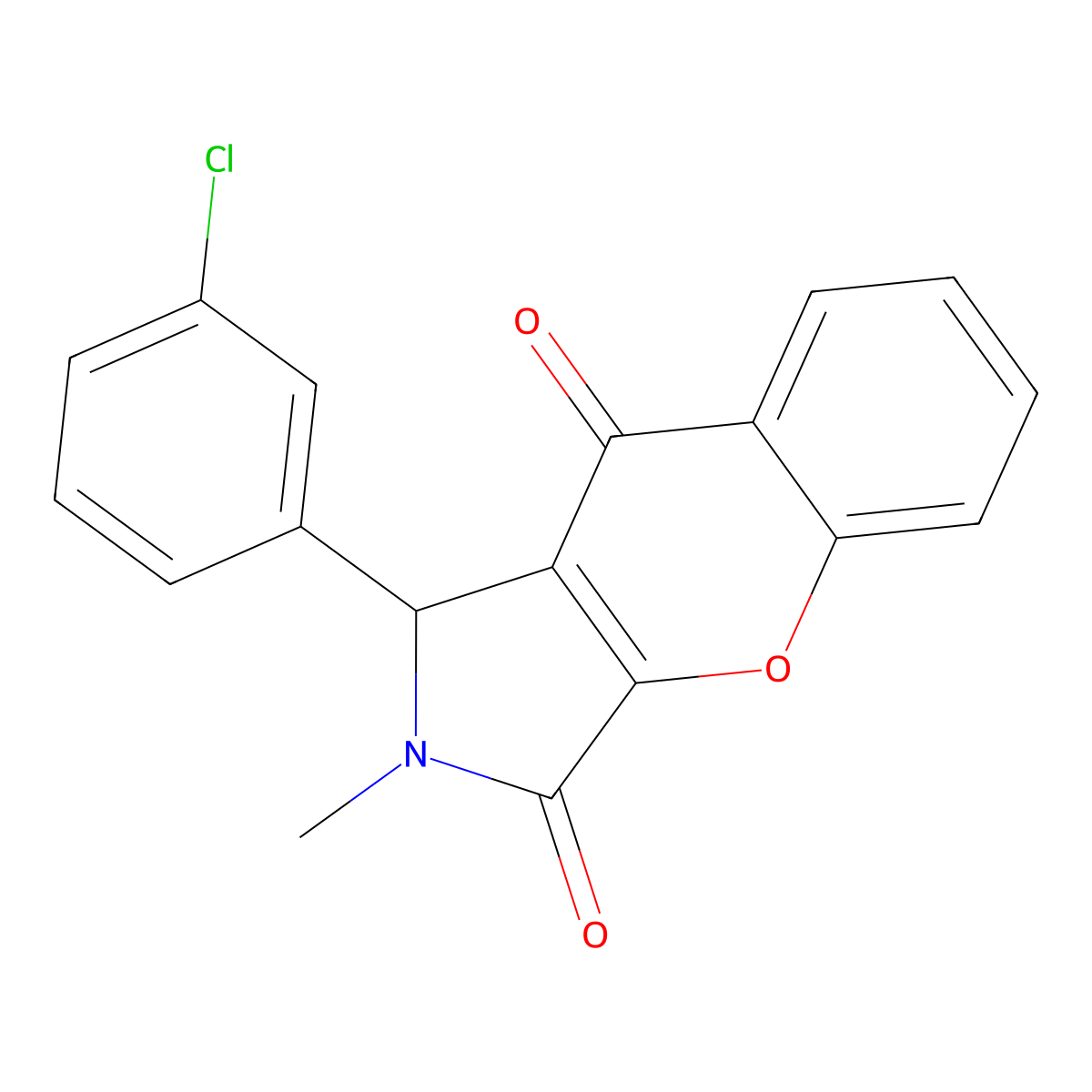 1-(3-Chlorophenyl)-2-methyl-1,2-dihydrochromeno[2,3-c]pyrrole-3,9-dione molecular structure, CAS 850744-46-6
