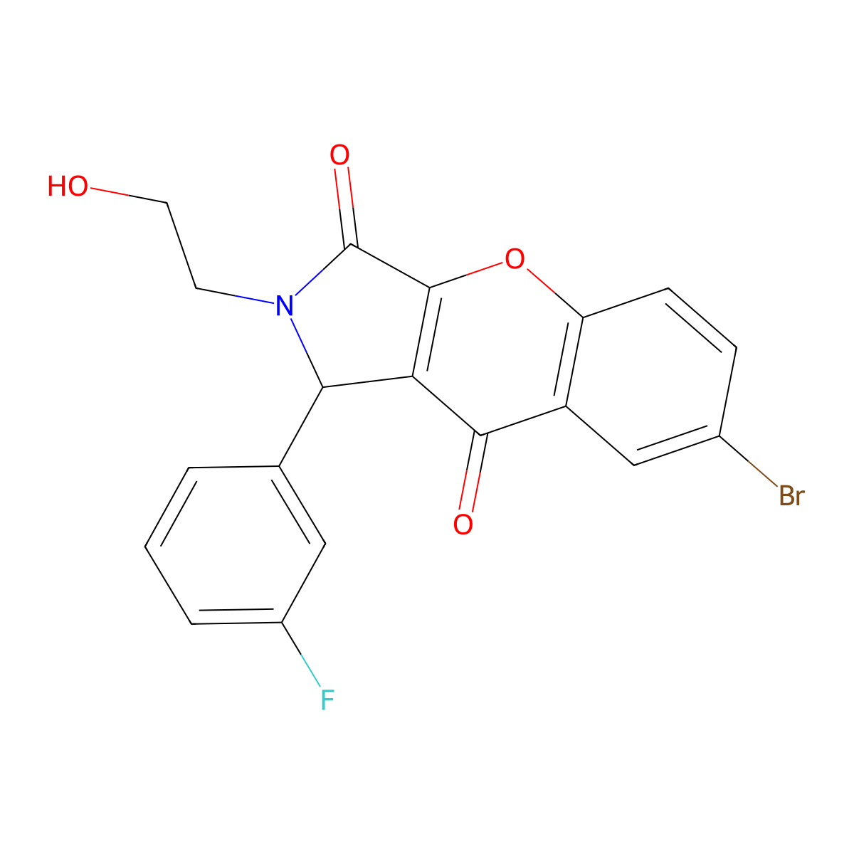 7-Bromo-1-(3-fluorophenyl)-2-(2-hydroxyethyl)-1,2-dihydrochromeno[2,3-c]pyrrole-3,9-dione molecular structure, CAS 850745-02-7