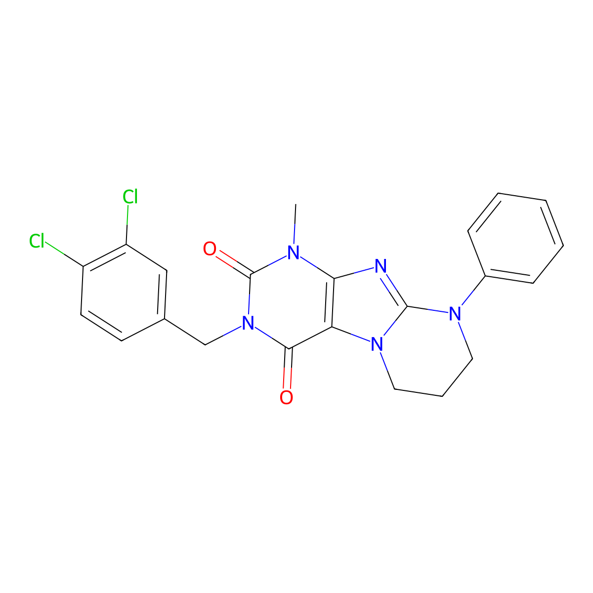 3-[(3,4-dichlorophenyl)methyl]-1-methyl-9-phenyl-7,8-dihydro-6H-purino[7,8-a]pyrimidine-2,4-dione molecular structure, CAS 850745-18-5