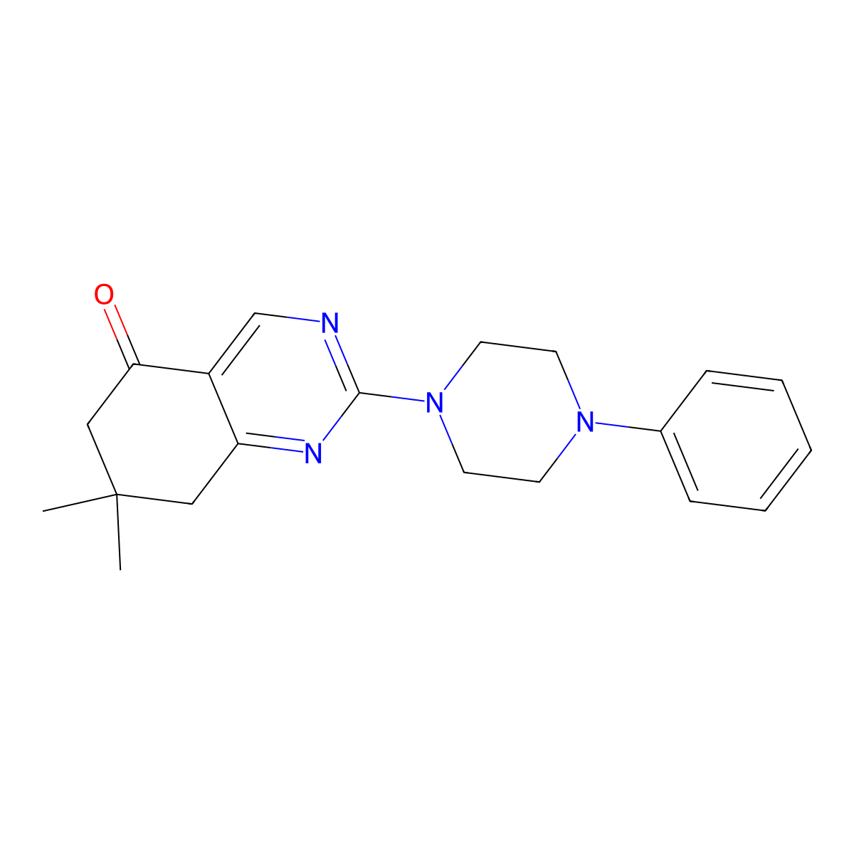 7,7-dimethyl-2-(4-phenylpiperazin-1-yl)-7,8-dihydroquinazolin-5(6H)-one molecular structure, CAS 850745-37-8