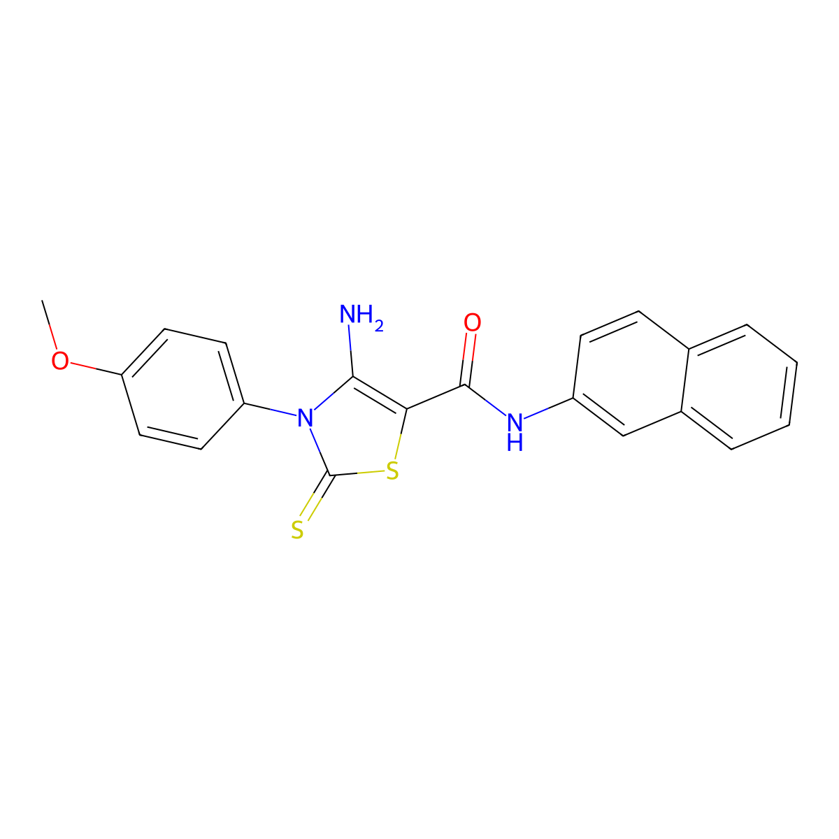 4-amino-3-(4-methoxyphenyl)-N-(naphthalen-2-yl)-2-thioxo-2,3-dihydro-1,3-thiazole-5-carboxamide molecular structure, CAS 850745-65-2