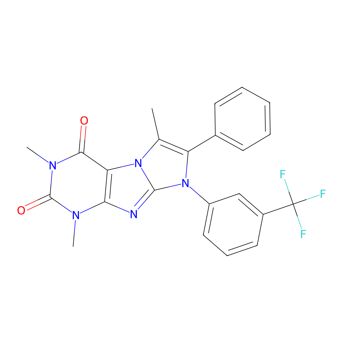 2,4,8-Trimethyl-7-phenyl-6-[3-(trifluoromethyl)phenyl]purino[7,8-a]imidazole-1,3-dione molecular structure, CAS 850745-94-7