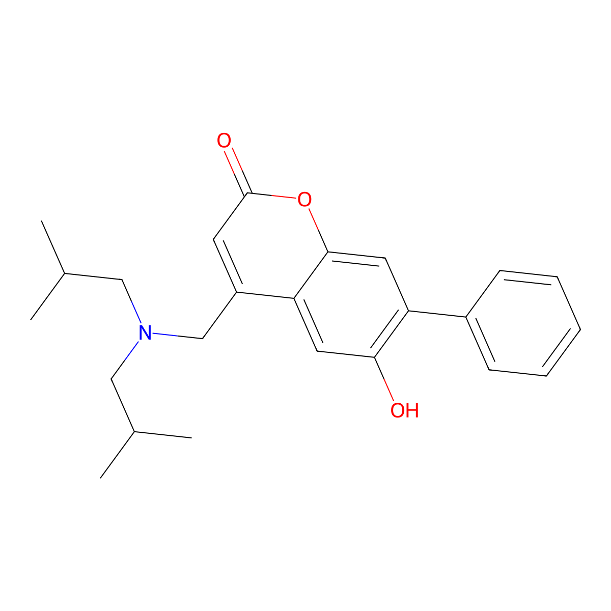 4-[(Diisobutylamino)-methyl]-6-hydroxy-7-phenyl-chromen-2-one molecular structure, CAS 850745-97-0