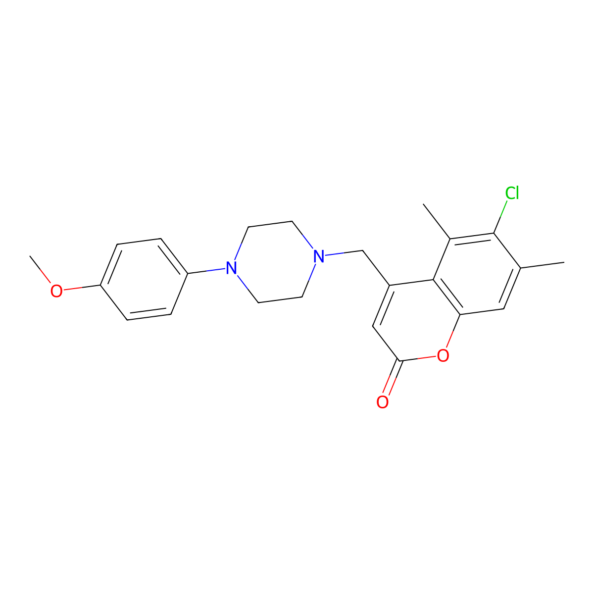 6-Chloro-4-[[4-(4-methoxyphenyl)piperazin-1-yl]methyl]-5,7-dimethylchromen-2-one molecular structure, CAS 850746-00-8