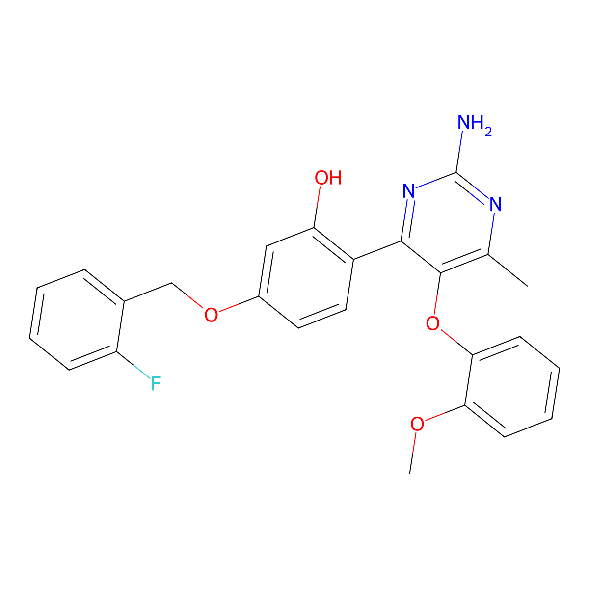 2-[2-Amino-5-(2-methoxyphenoxy)-6-methylpyrimidin-4-YL]-5-[(2-fluorophenyl)methoxy]phenol molecular structure, CAS 850746-07-5