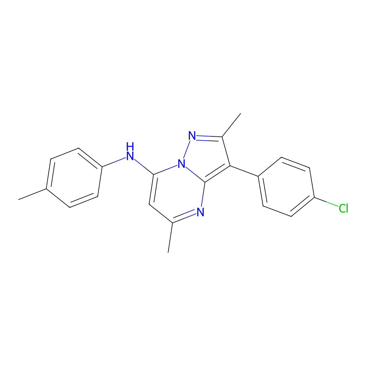 3-(4-chlorophenyl)-2,5-dimethyl-N-(4-methylphenyl)pyrazolo[1,5-a]pyrimidin-7-amine molecular structure, CAS 850746-15-5