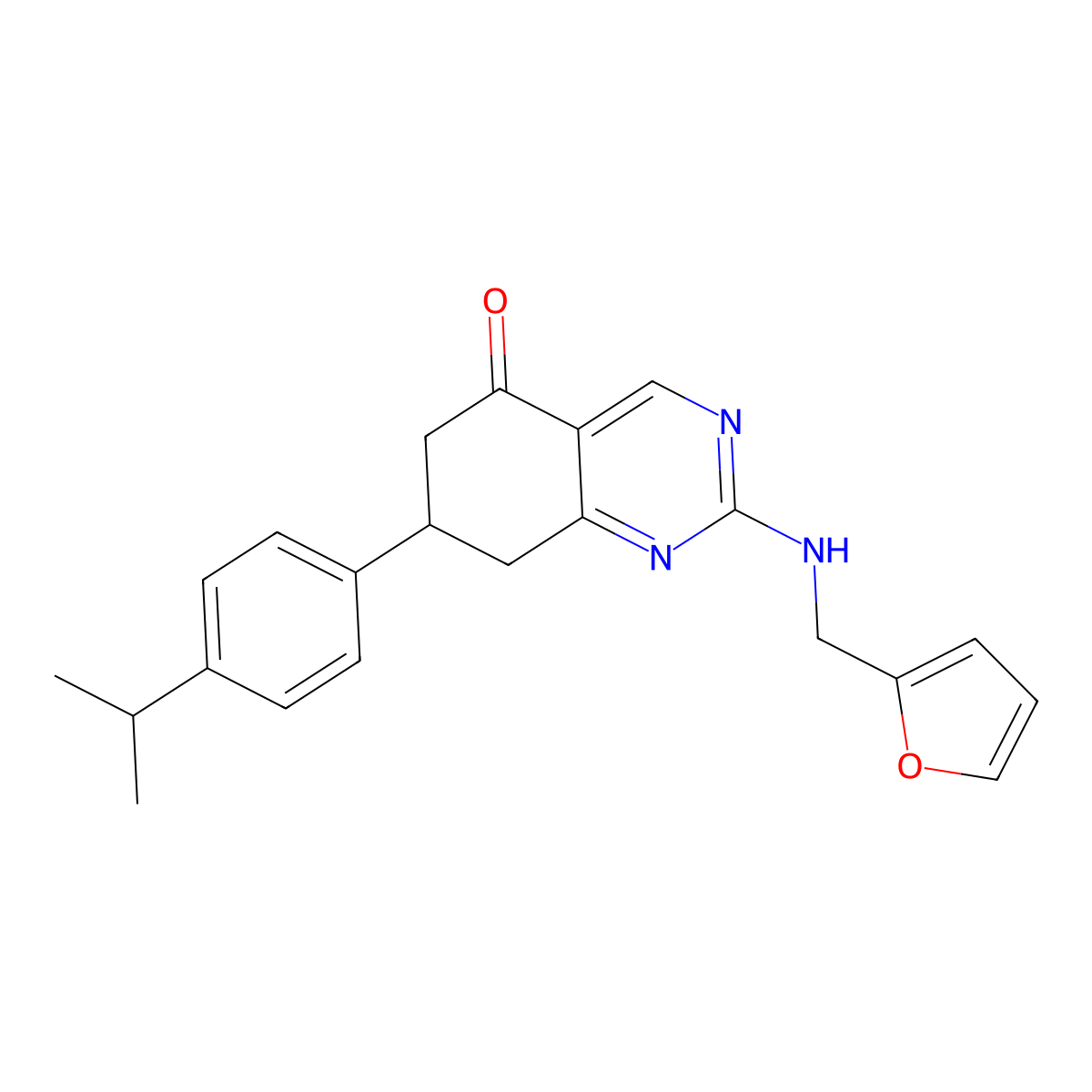 2-[(furan-2-ylmethyl)amino]-7-[4-(propan-2-yl)phenyl]-7,8-dihydroquinazolin-5(6H)-one molecular structure, CAS 850748-91-3
