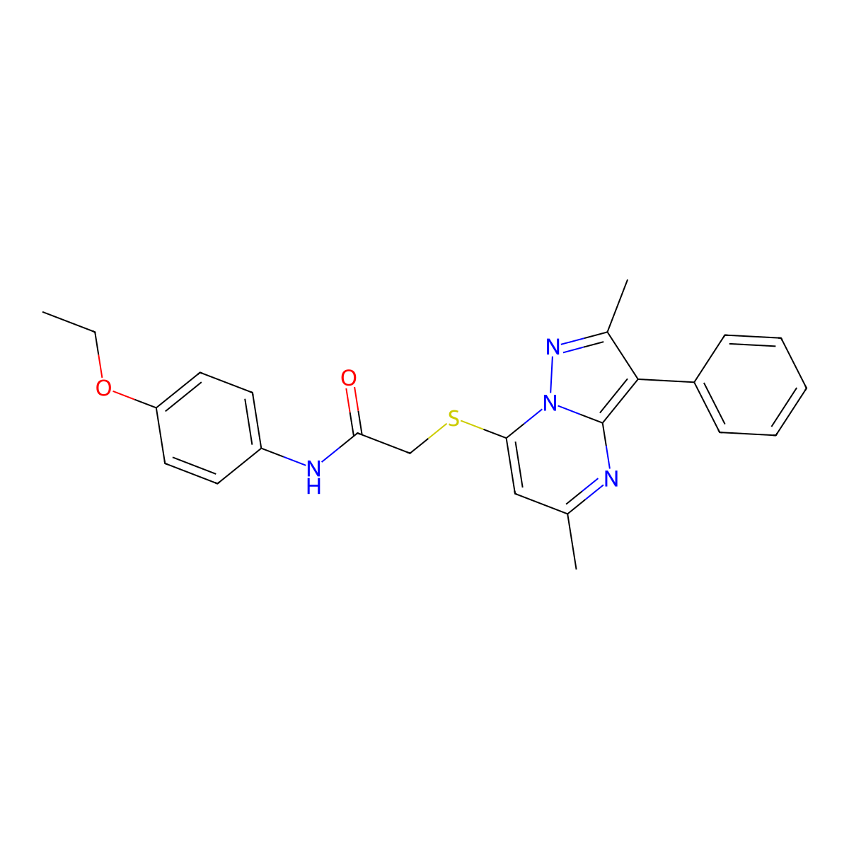 2-((2,5-dimethyl-3-phenylpyrazolo[1,5-a]pyrimidin-7-yl)thio)-N-(4-ethoxyphenyl)acetamide molecular structure, CAS 850750-06-0