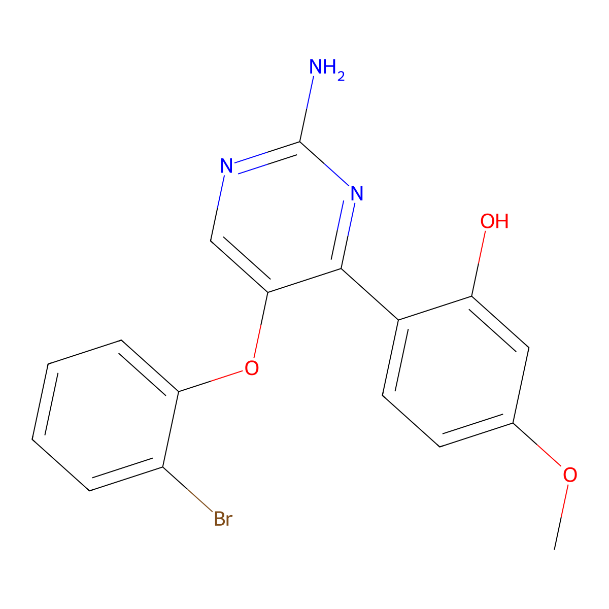2-[2-Amino-5-(2-bromophenoxy)pyrimidin-4-yl]-5-methoxyphenol molecular structure, CAS 850750-17-3