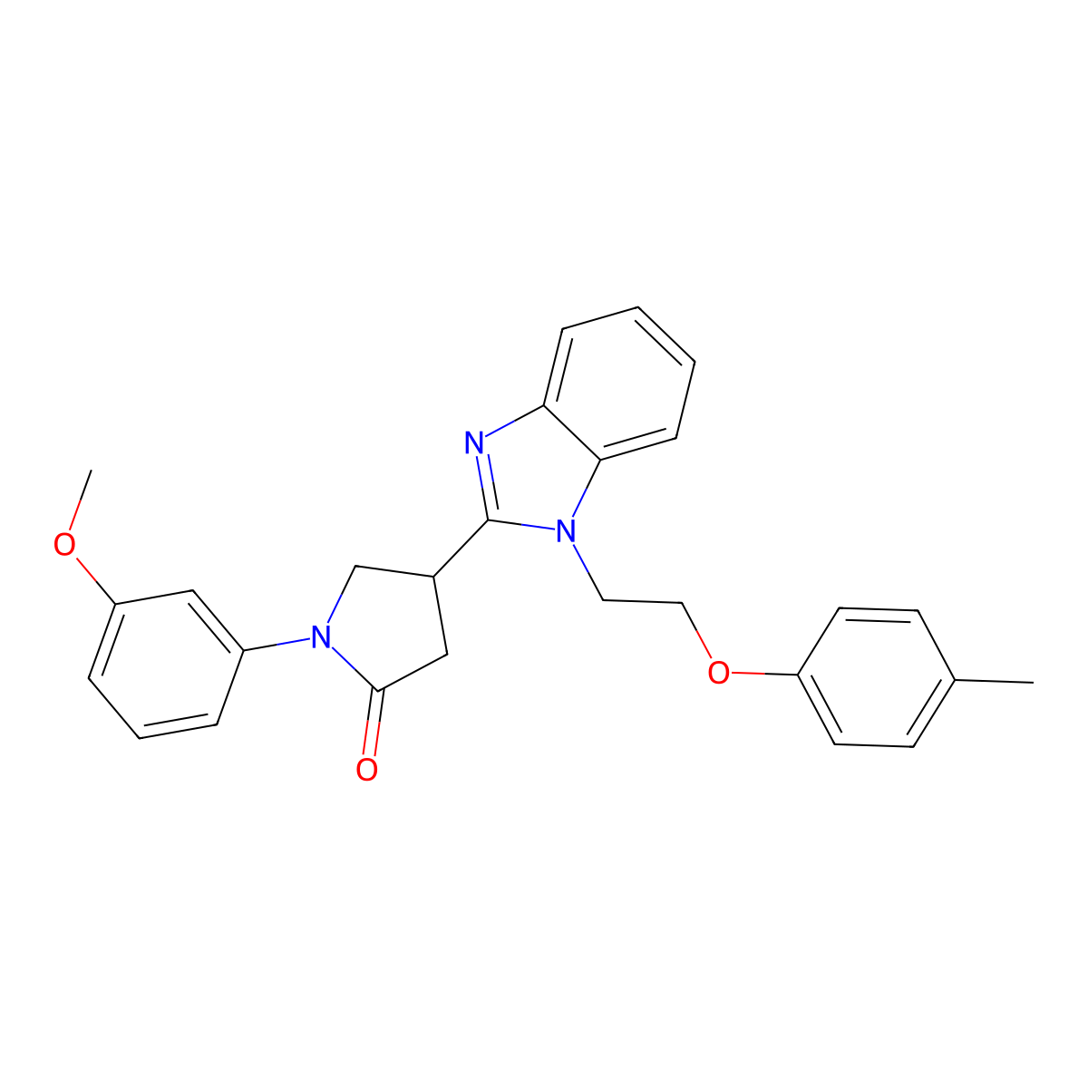 1-(3-methoxyphenyl)-4-(1-(2-(p-tolyloxy)ethyl)-1H-benzo[d]imidazol-2-yl)pyrrolidin-2-one molecular structure, CAS 850750-24-2