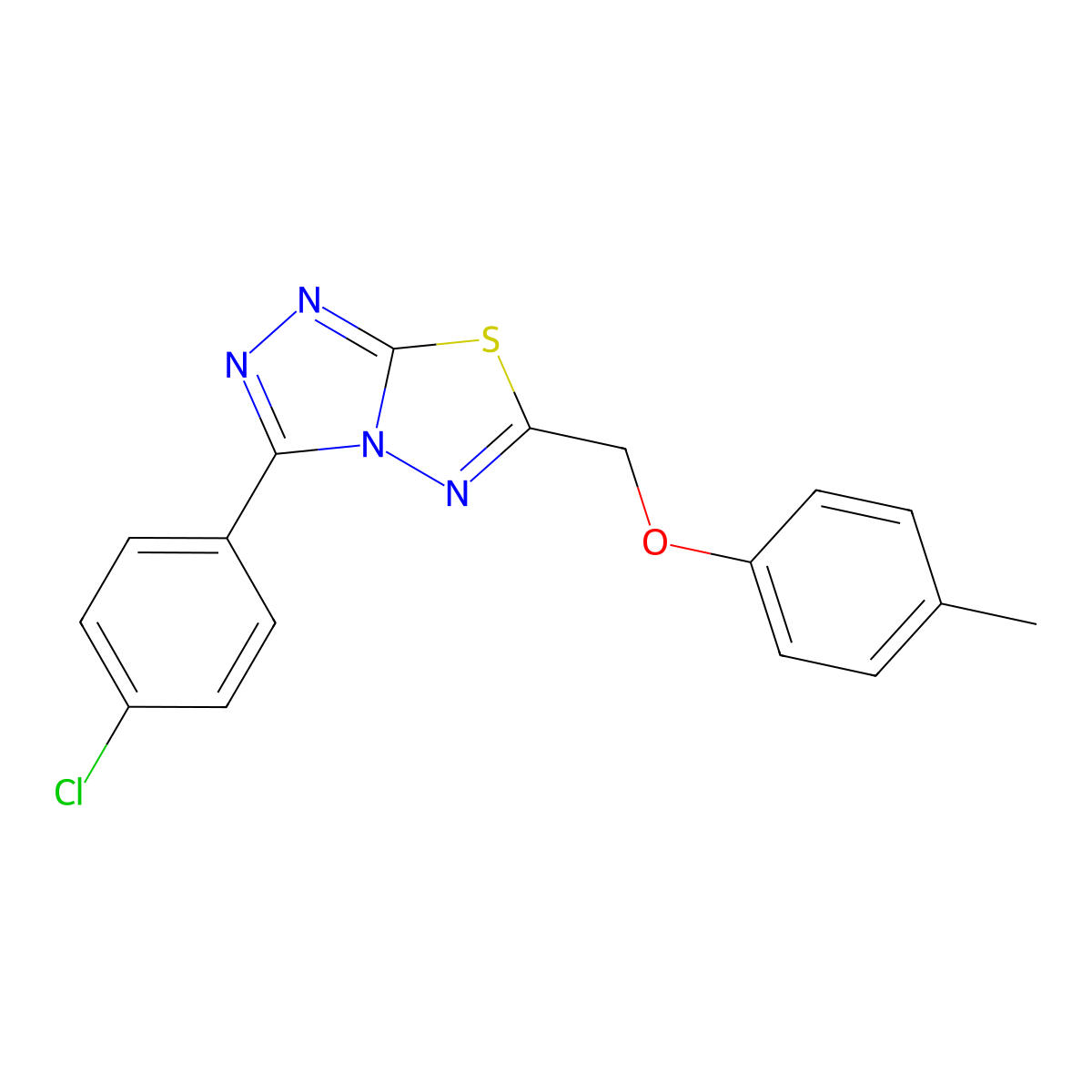 3-(4-Chlorophenyl)-6-[(4-methylphenoxy)methyl][1,2,4]triazolo[3,4-b][1,3,4]thiadiazole molecular structure, CAS 850750-36-6