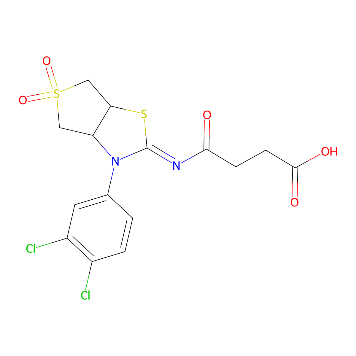 4-{[(2Z)-3-(3,4-dichlorophenyl)-5,5-dioxidotetrahydrothieno[3,4-d][1,3]thiazol-2(3H)-ylidene]amino}-4-oxobutanoic acid molecular structure, CAS 850750-56-0