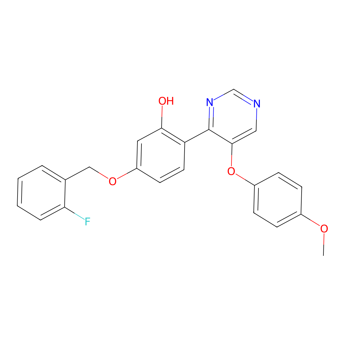 5-[(2-Fluorophenyl)methoxy]-2-[5-(4-methoxyphenoxy)pyrimidin-4-yl]phenol molecular structure, CAS 850750-88-8