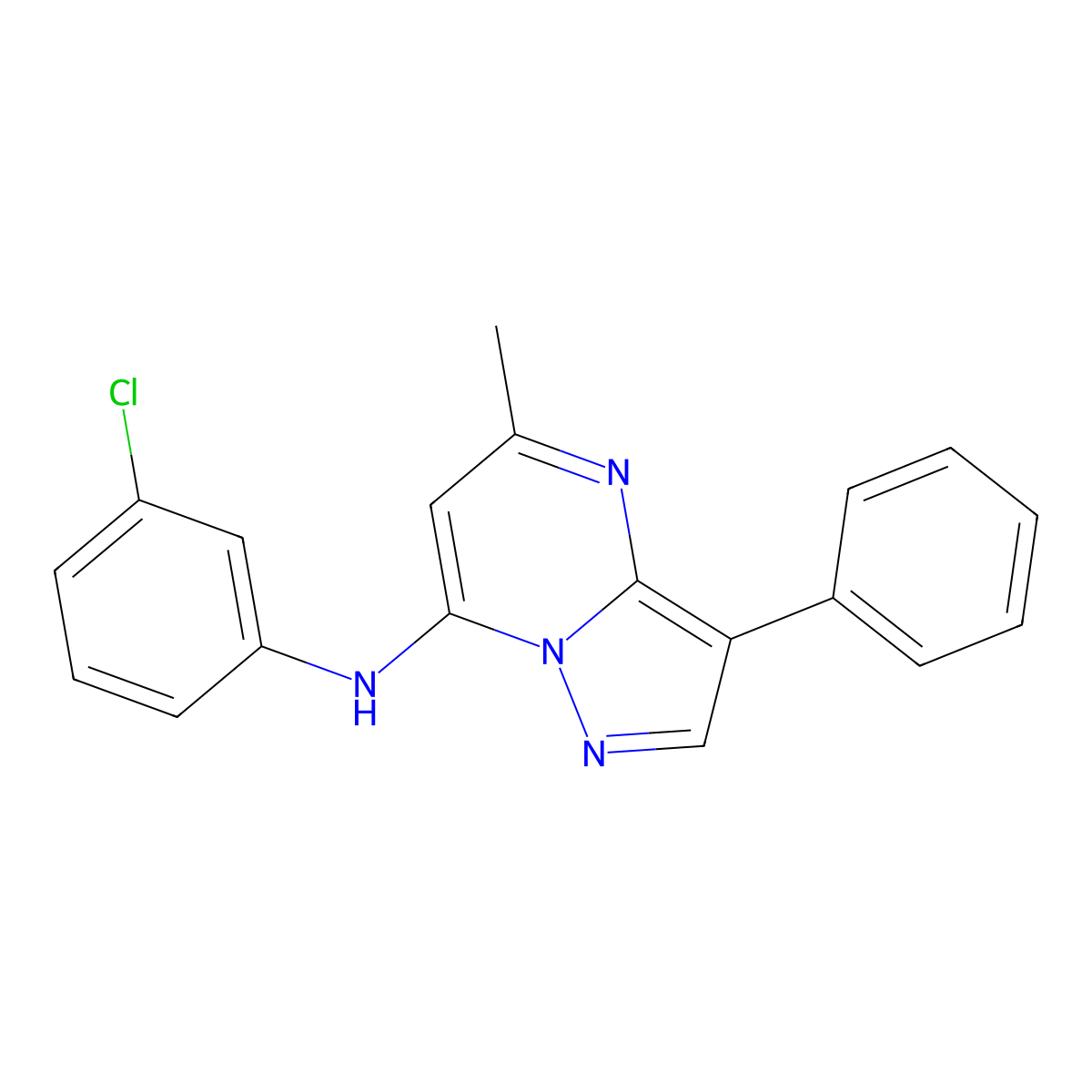 N-(3-chlorophenyl)-5-methyl-3-phenylpyrazolo[1,5-a]pyrimidin-7-amine molecular structure, CAS 850751-07-4