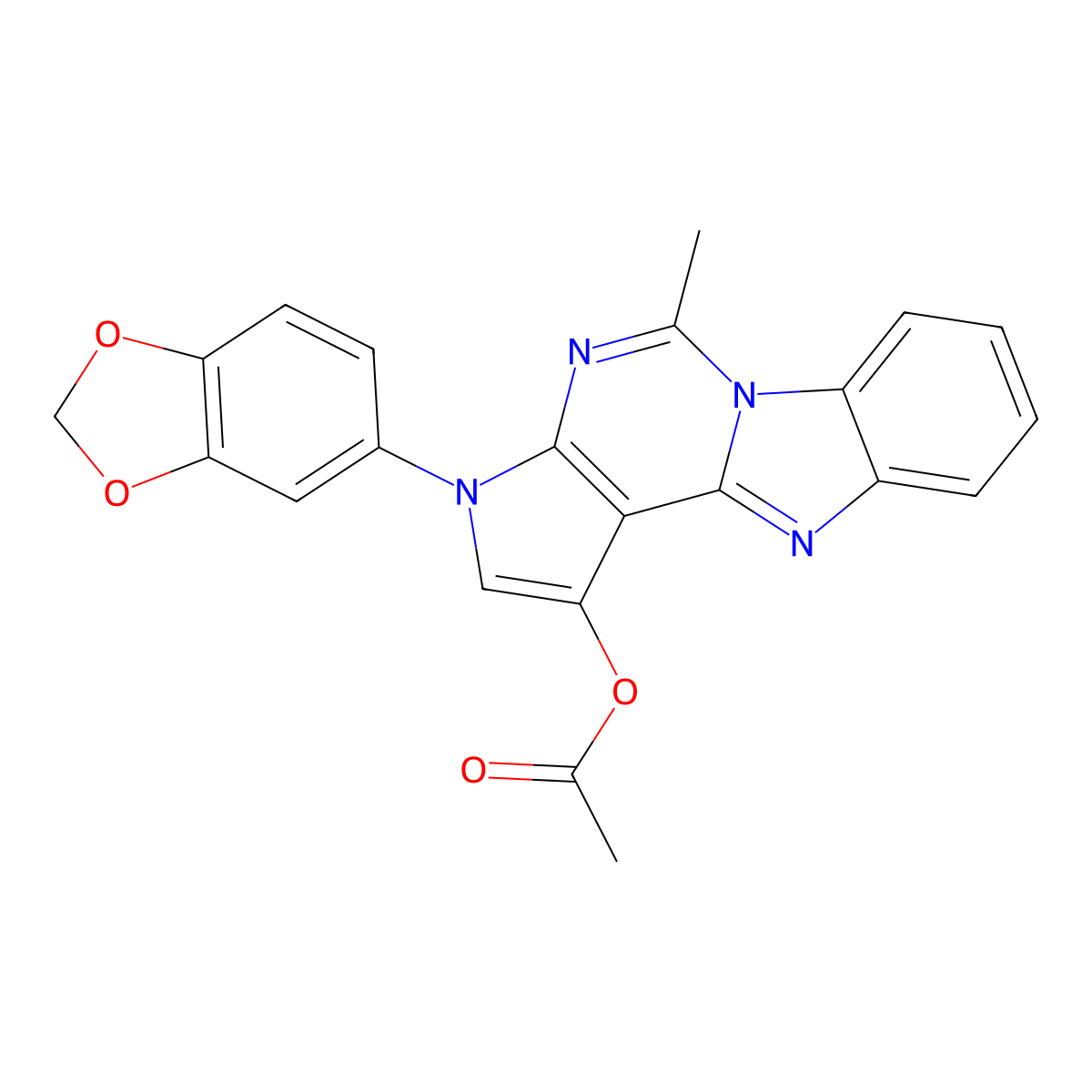 3-(1,3-benzodioxol-5-yl)-5-methyl-3H-pyrrolo[2',3':4,5]pyrimido[1,6-a]benzimidazol-1-yl acetate molecular structure, CAS 850751-13-2