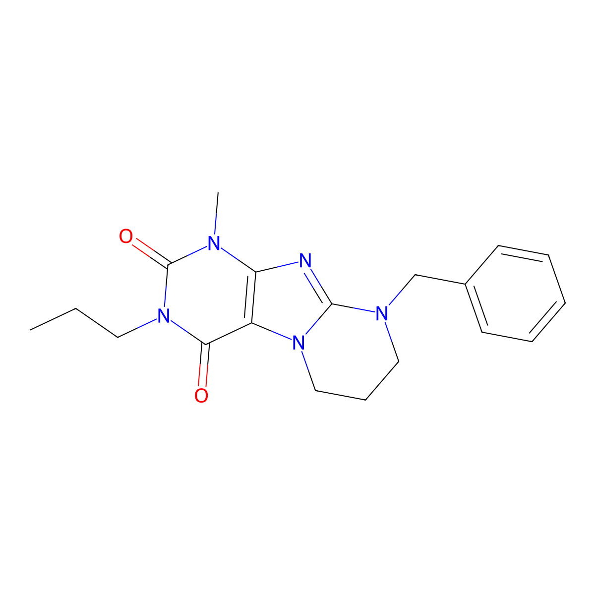 9-benzyl-1-methyl-3-propyl-7,8-dihydro-6H-purino[7,8-a]pyrimidine-2,4-dione molecular structure, CAS 850751-28-9
