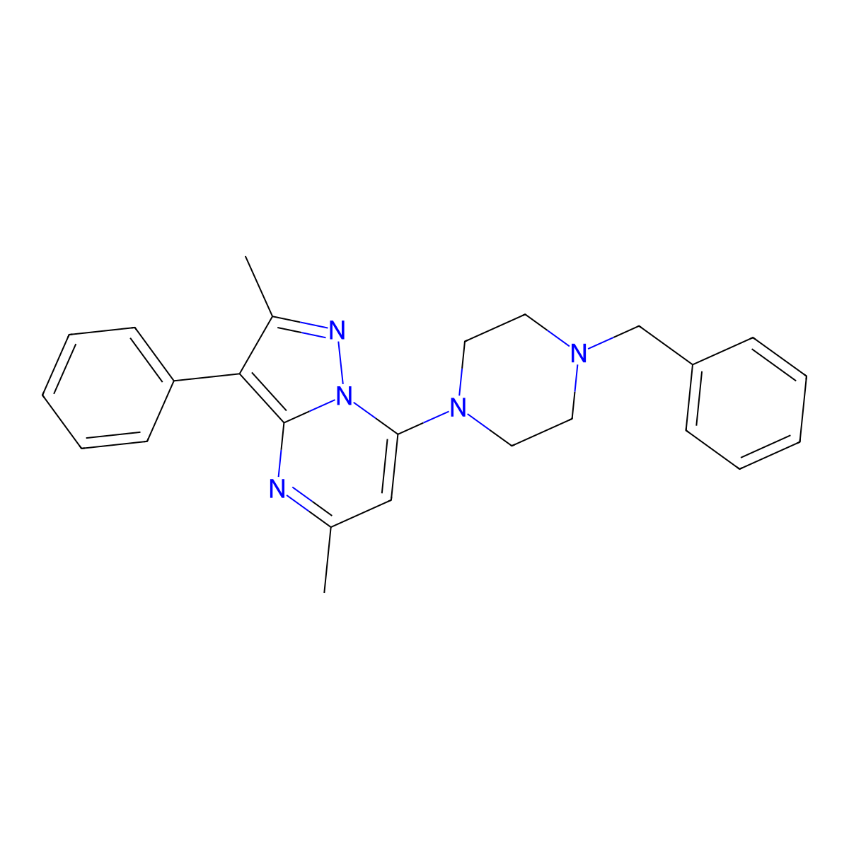 7-(4-Benzylpiperazin-1-yl)-2,5-dimethyl-3-phenylpyrazolo[1,5-a]pyrimidine molecular structure, CAS 850751-32-5