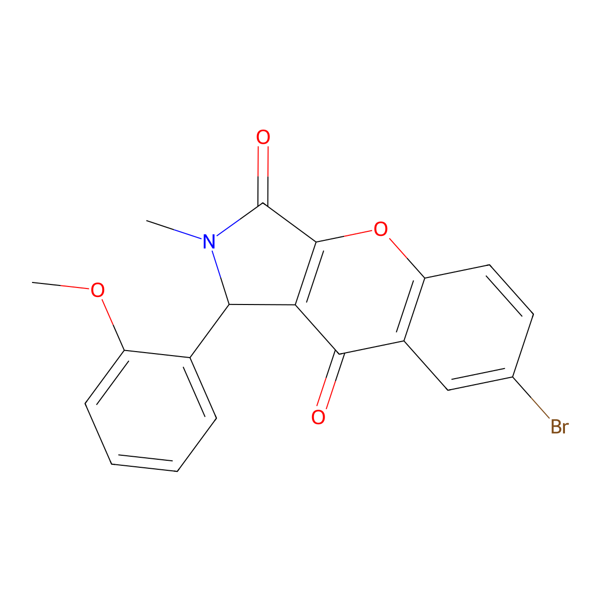 7-Bromo-1-(2-methoxyphenyl)-2-methyl-1,2-dihydrochromeno[2,3-c]pyrrole-3,9-dione molecular structure, CAS 850751-41-6