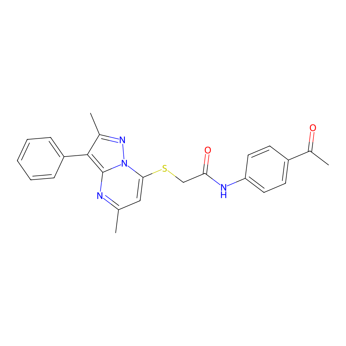 N-(4-acetylphenyl)-2-(2,5-dimethyl-3-phenylpyrazolo[1,5-a]pyrimidin-7-yl)sulfanylacetamide molecular structure, CAS 850751-65-4