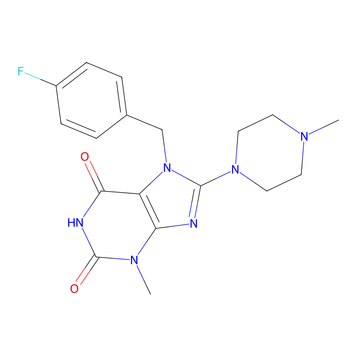 7-(4-fluorobenzyl)-3-methyl-8-(4-methylpiperazin-1-yl)-1H-purine-2,6(3H,7H)-dione molecular structure, CAS 850751-80-3
