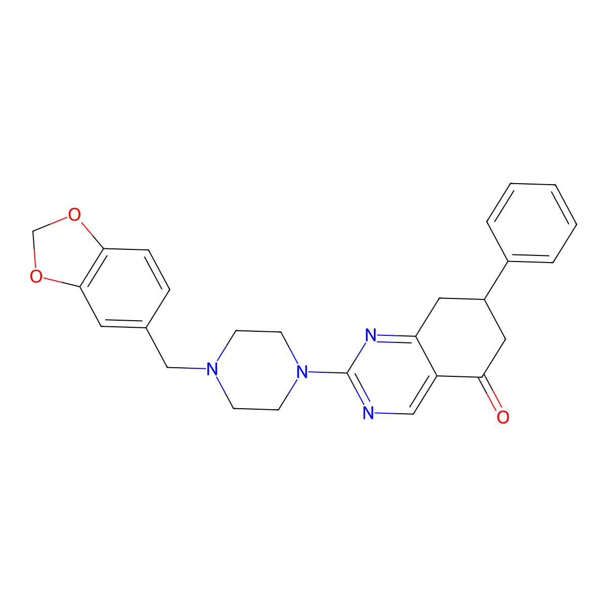 2-[4-(1,3-benzodioxol-5-ylmethyl)piperazin-1-yl]-7-phenyl-7,8-dihydroquinazolin-5(6H)-one molecular structure, CAS 850752-36-2