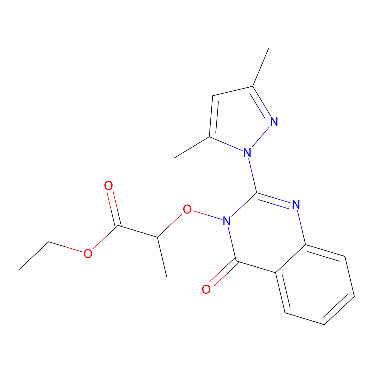 Ethyl 2-[2-(3,5-dimethylpyrazol-1-yl)-4-oxoquinazolin-3-yl]oxypropanoate molecular structure, CAS 850752-49-7