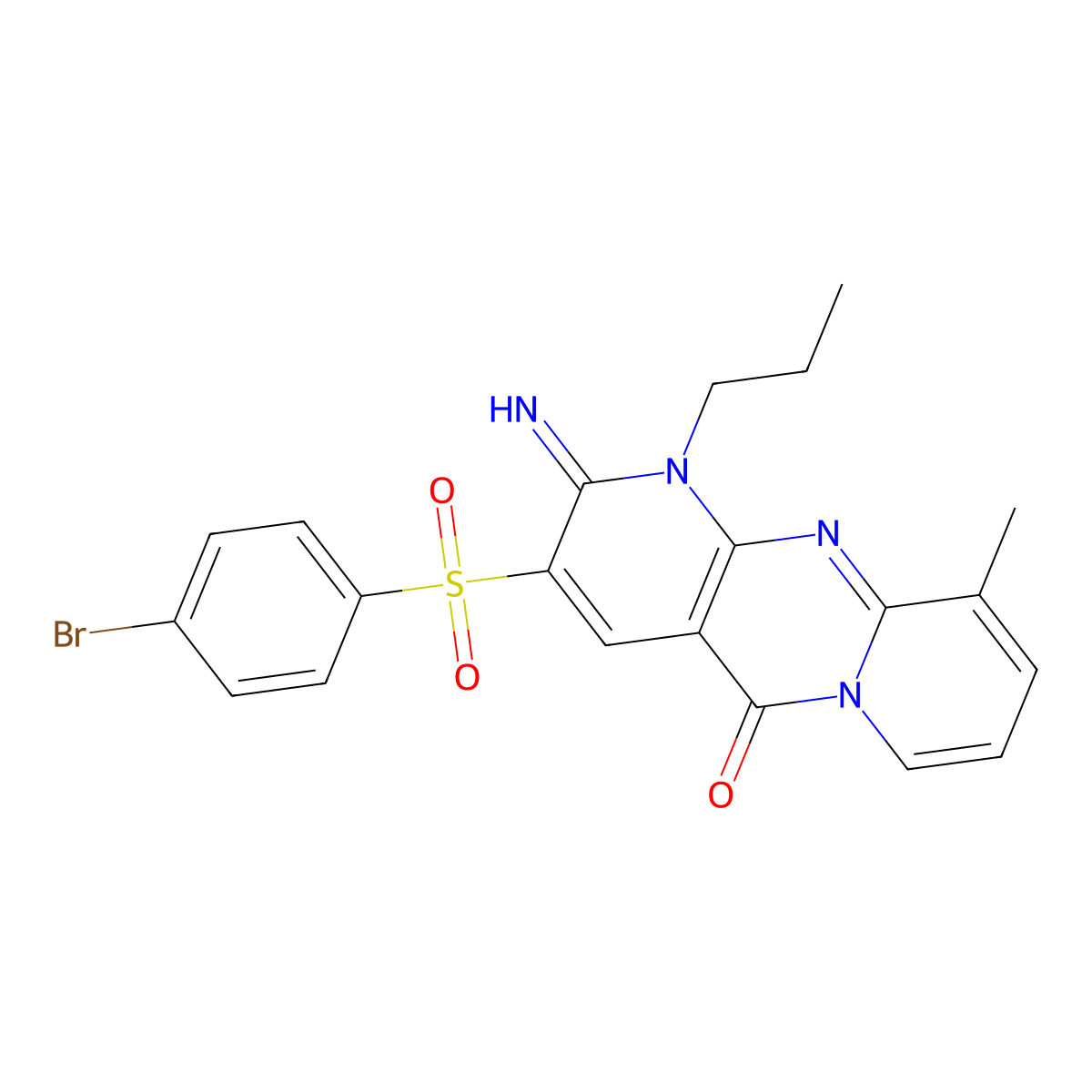 3-[(4-bromophenyl)sulfonyl]-2-imino-10-methyl-1-propyl-1,2-dihydro-5H-dipyrido[1,2-a:2',3'-d]pyrimidin-5-one molecular structure, CAS 850762-60-6