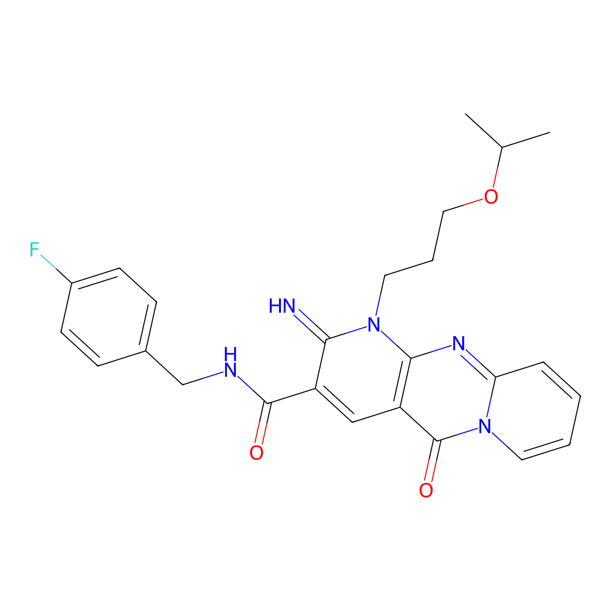 N~3~-(4-fluorobenzyl)-2-imino-1-(3-isopropoxypropyl)-5-oxo-1,5-dihydro-2H-dipyrido[1,2-a:2,3-d]pyrimidine-3-carboxamide molecular structure, CAS 850763-13-2