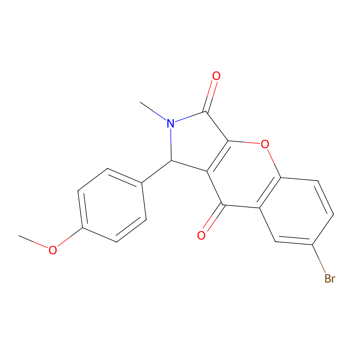 7-Bromo-1-(4-methoxyphenyl)-2-methyl-1,2-dihydrochromeno[2,3-c]pyrrole-3,9-dione molecular structure, CAS 850763-69-8