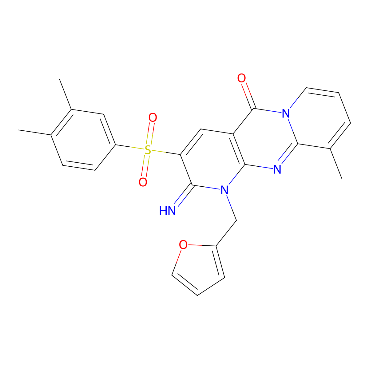 3-[(3,4-Dimethylphenyl)sulfonyl]-1-(2-furylmethyl)-2-imino-10-methyl-1,6-dihyd ropyridino[2,3-d]pyridino[1,2-a]pyrimidin-5-one molecular structure, CAS 850764-19-1