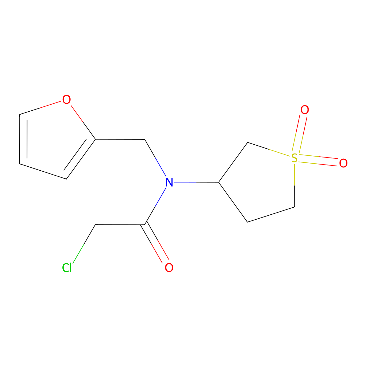 2-Chloro-N-(1,1-dioxidotetrahydrothiophen-3-yl)-N-(furan-2-ylmethyl)acetamide molecular structure, CAS 850764-24-8