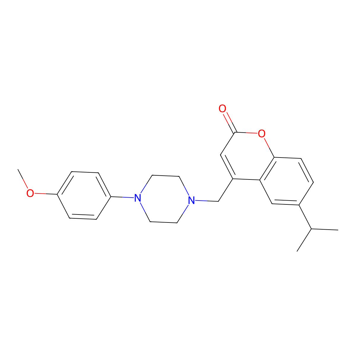 4-{[4-(4-methoxyphenyl)piperazin-1-yl]methyl}-6-(propan-2-yl)-2H-chromen-2-one molecular structure, CAS 850764-64-6