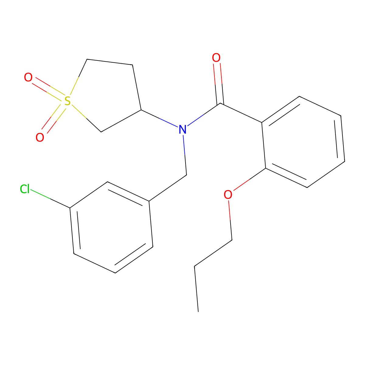 N-(3-chlorobenzyl)-N-(1,1-dioxidotetrahydrothiophen-3-yl)-2-propoxybenzamide molecular structure, CAS 850764-87-3