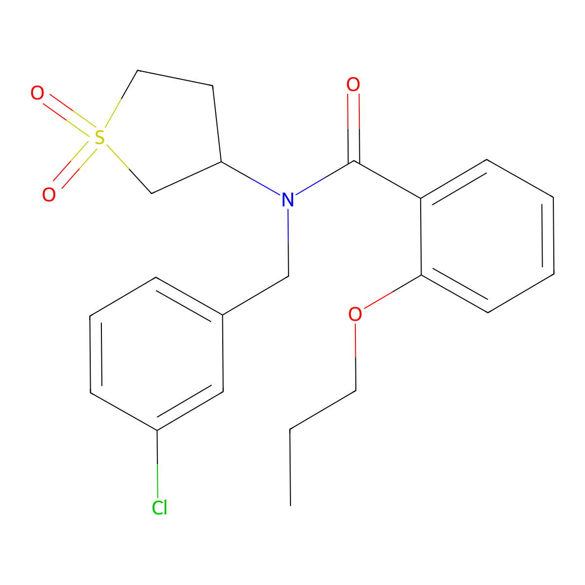 N-(3-chlorobenzyl)-N-(1,1-dioxidotetrahydrothiophen-3-yl)-2-propoxybenzamide molecular structure, CAS 850764-87-3