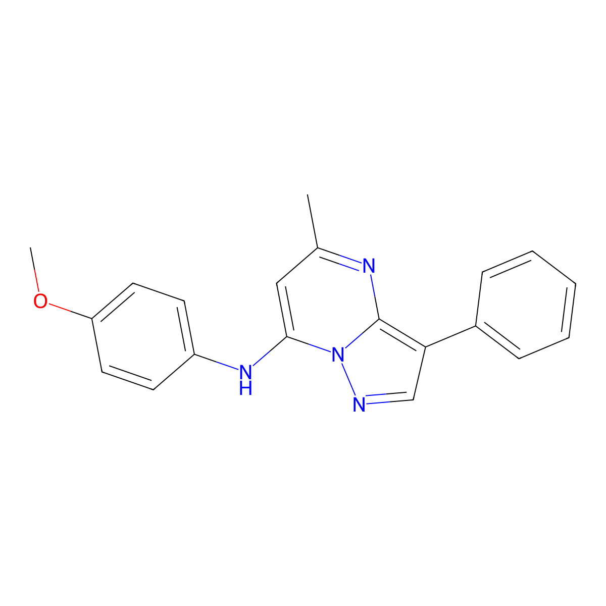 N-(4-methoxyphenyl)-5-methyl-3-phenylpyrazolo[1,5-a]pyrimidin-7-amine molecular structure, CAS 850765-02-5