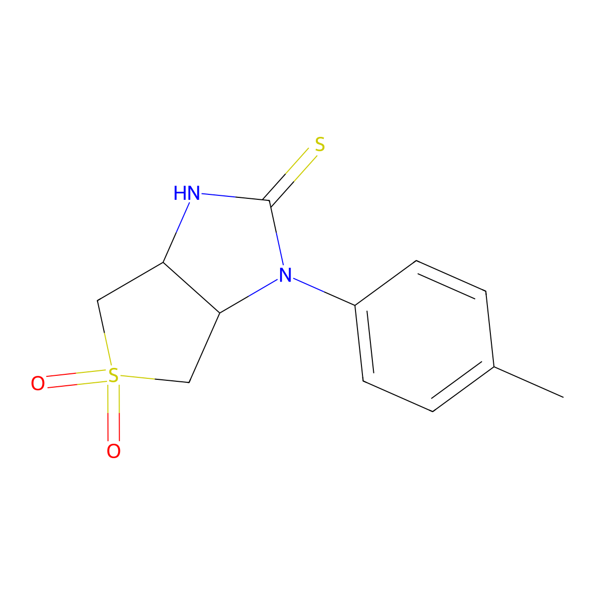 2-mercapto-1-(p-tolyl)-3a,4,6,6a-tetrahydro-1H-thieno[3,4-d]imidazole 5,5-dioxide molecular structure, CAS 850765-03-6