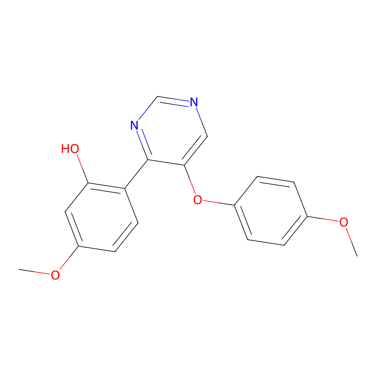 5-Methoxy-2-[5-(4-methoxyphenoxy)pyrimidin-4-yl]phenol molecular structure, CAS 850765-26-3