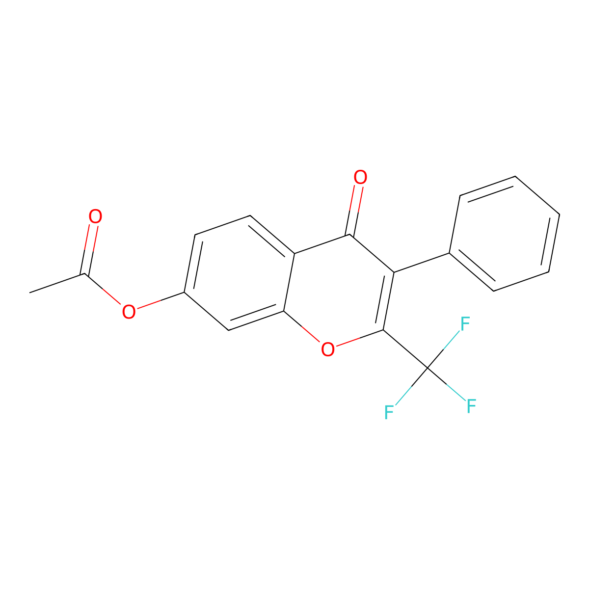 4-oxo-3-phenyl-2-(trifluoromethyl)-4H-chromen-7-yl acetate molecular structure, CAS 85077-83-4