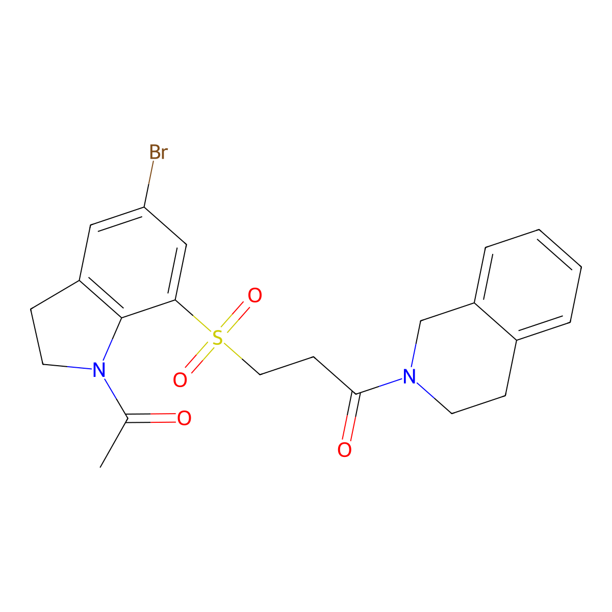 3-((1-acetyl-5-bromoindolin-7-yl)sulfonyl)-1-(3,4-dihydroisoquinolin-2(1H)-yl)propan-1-one molecular structure, CAS 850781-25-8