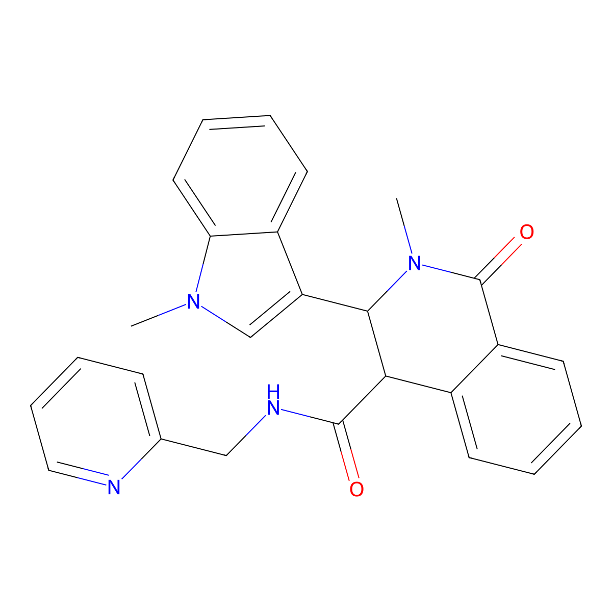 2-methyl-3-(1-methylindol-3-yl)-1-oxo-N-(pyridin-2-ylmethyl)-3,4-dihydroisoquinoline-4-carboxamide molecular structure, CAS 850781-54-3