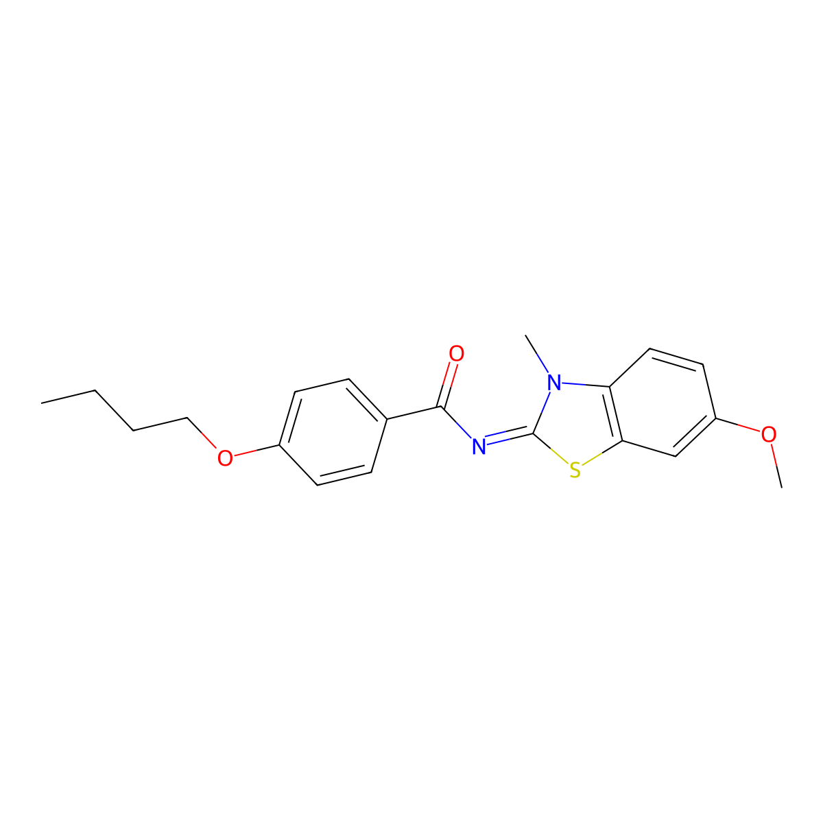 4-butoxy-N-(6-methoxy-3-methyl-1,3-benzothiazol-2-ylidene)benzamide molecular structure, CAS 850781-93-0