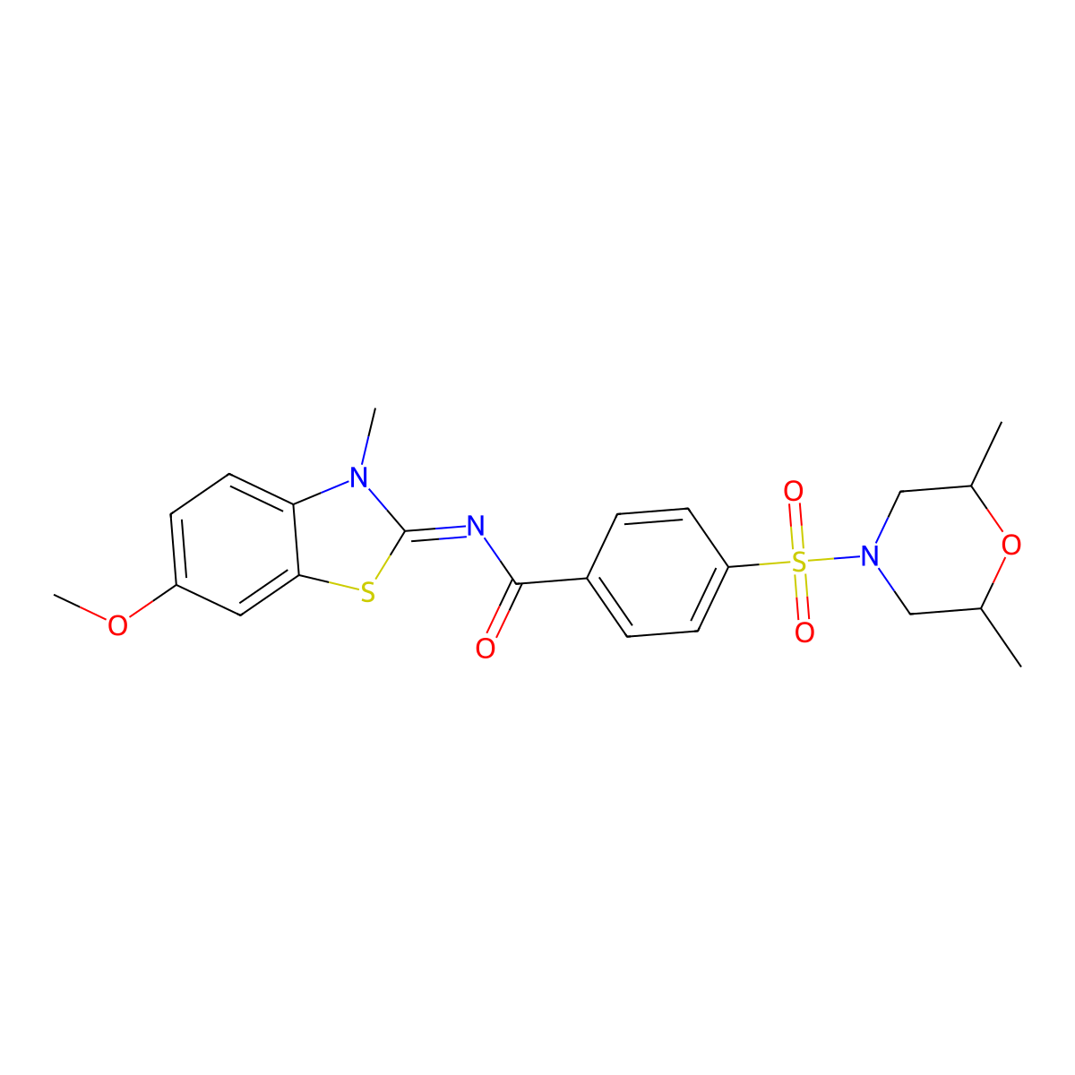 (E)-4-((2,6-dimethylmorpholino)sulfonyl)-N-(6-methoxy-3-methylbenzo[d]thiazol-2(3H)-ylidene)benzamide molecular structure, CAS 850782-07-9