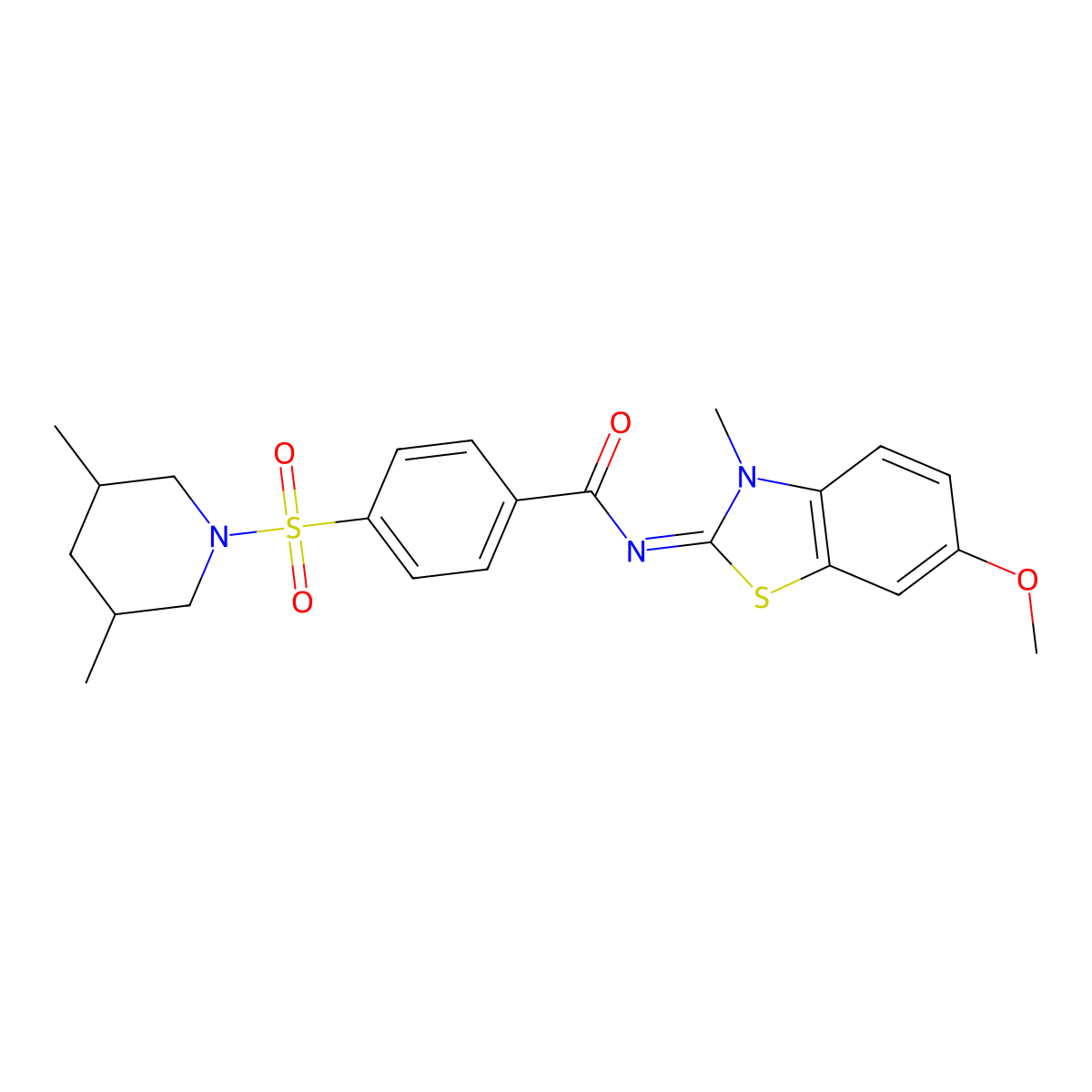 (E)-4-((3,5-dimethylpiperidin-1-yl)sulfonyl)-N-(6-methoxy-3-methylbenzo[d]thiazol-2(3H)-ylidene)benzamide molecular structure, CAS 850782-09-1