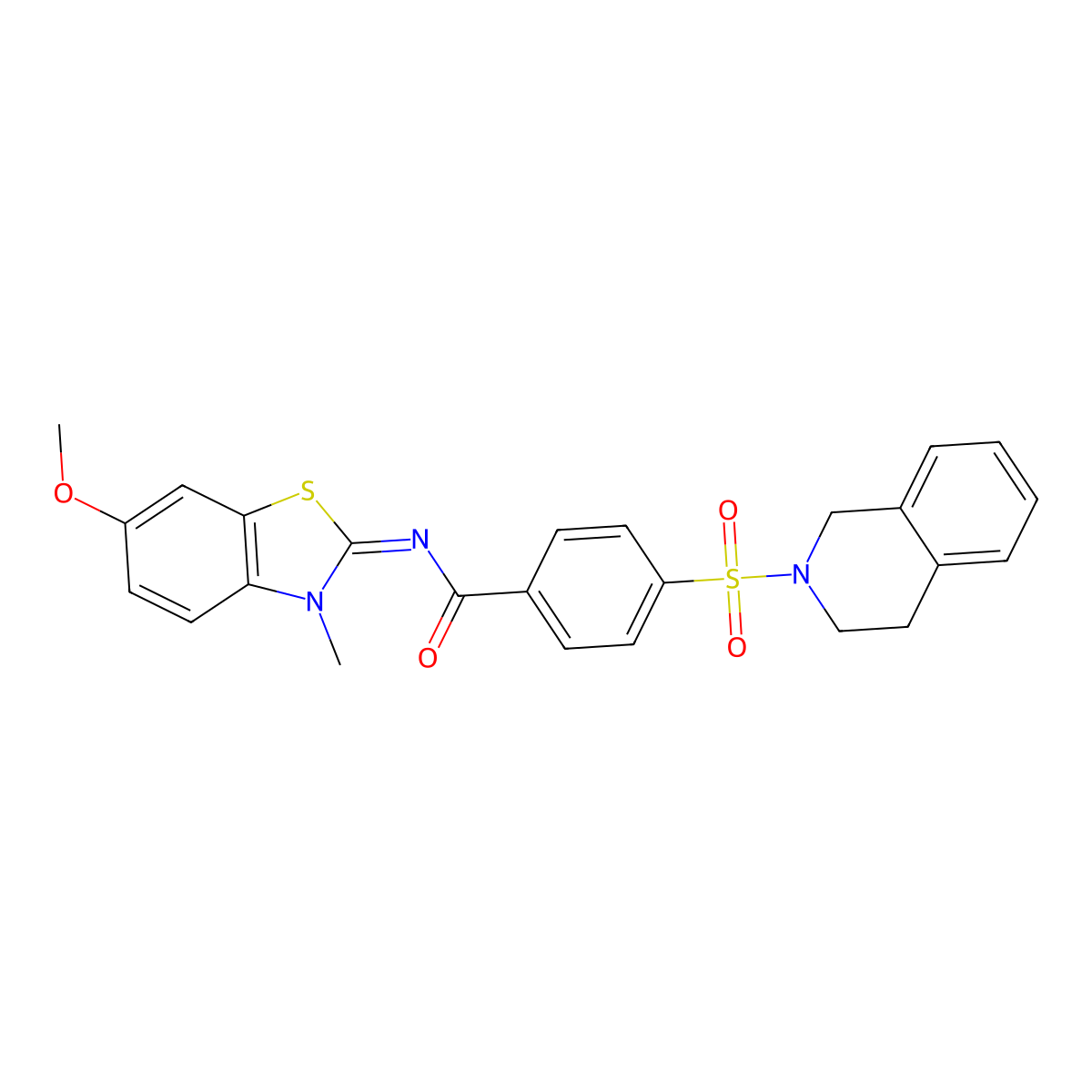 (E)-4-((3,4-dihydroisoquinolin-2(1H)-yl)sulfonyl)-N-(6-methoxy-3-methylbenzo[d]thiazol-2(3H)-ylidene)benzamide molecular structure, CAS 850782-11-5