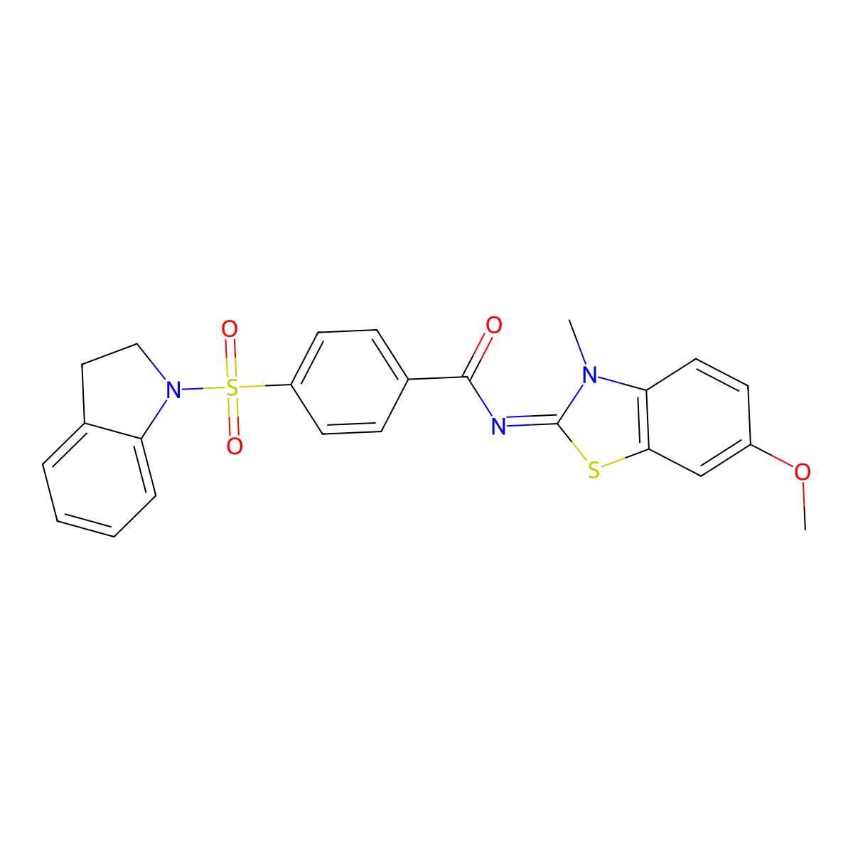 (Z)-4-(indolin-1-ylsulfonyl)-N-(6-methoxy-3-methylbenzo[d]thiazol-2(3H)-ylidene)benzamide molecular structure, CAS 850782-13-7