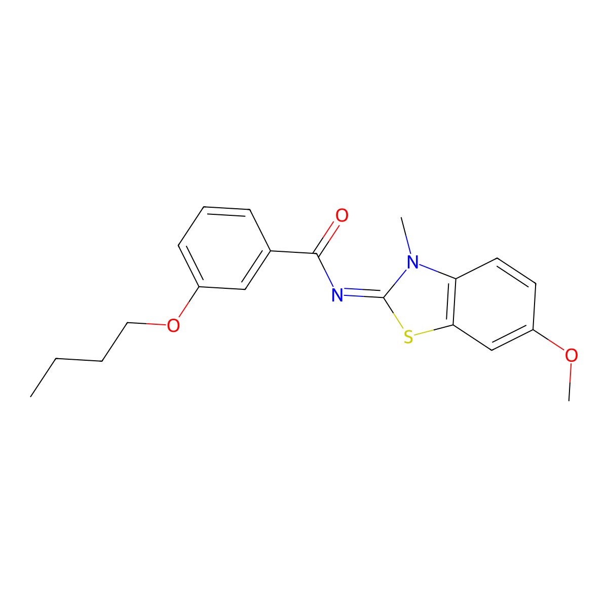 (E)-3-butoxy-N-(6-methoxy-3-methylbenzo[d]thiazol-2(3H)-ylidene)benzamide molecular structure, CAS 850782-14-8