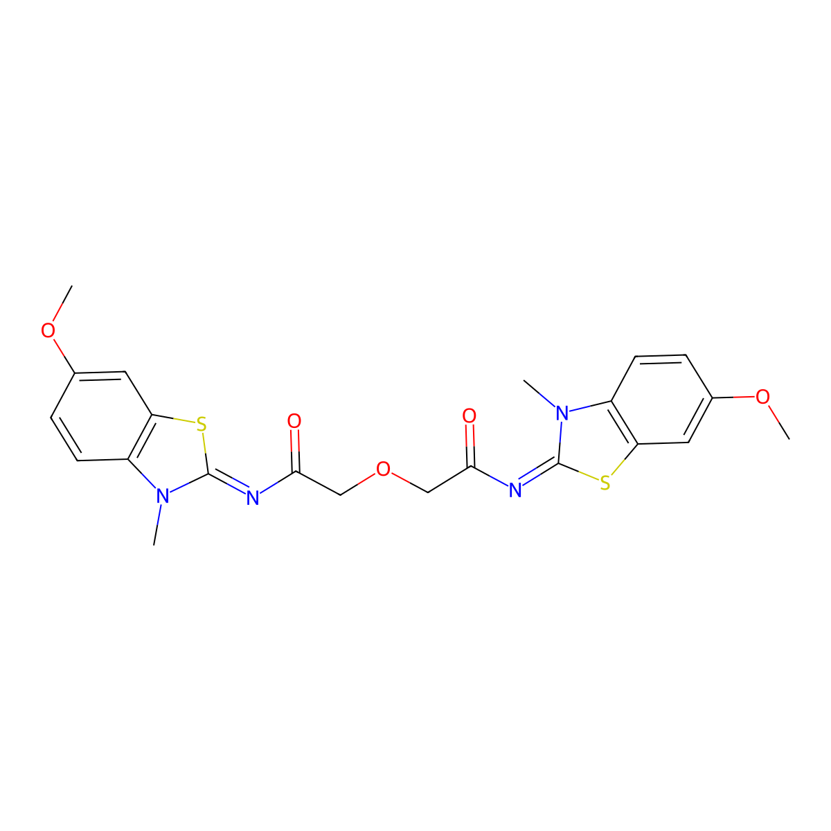 N-(6-methoxy-3-methyl-1,3-benzothiazol-2-ylidene)-2-[2-[(6-methoxy-3-methyl-1,3-benzothiazol-2-ylidene)amino]-2-oxoethoxy]acetamide molecular structure, CAS 850782-16-0
