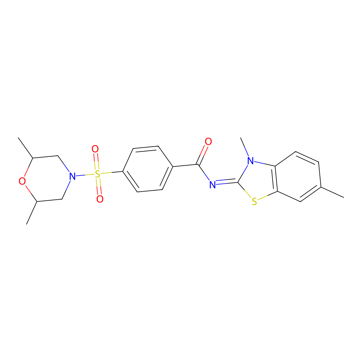 (E)-N-(3,6-dimethylbenzo[d]thiazol-2(3H)-ylidene)-4-((2,6-dimethylmorpholino)sulfonyl)benzamide molecular structure, CAS 850782-18-2