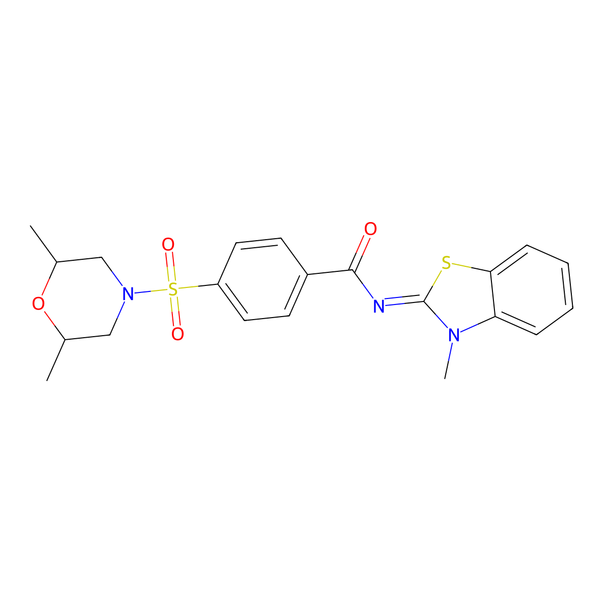 (E)-4-((2,6-dimethylmorpholino)sulfonyl)-N-(3-methylbenzo[d]thiazol-2(3H)-ylidene)benzamide molecular structure, CAS 850782-19-3