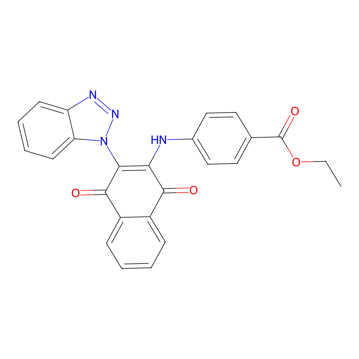ethyl 4-((3-(1H-benzo[d][1,2,3]triazol-1-yl)-1,4-dioxo-1,4-dihydronaphthalen-2-yl)amino)benzoate molecular structure, CAS 850782-41-1